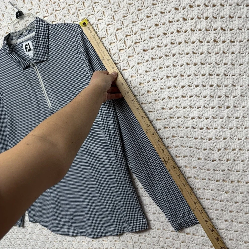 Footjoy Golf Pullover Men's Sz M Blue White Geometric 1/4 Quarter Zip  Long Slv